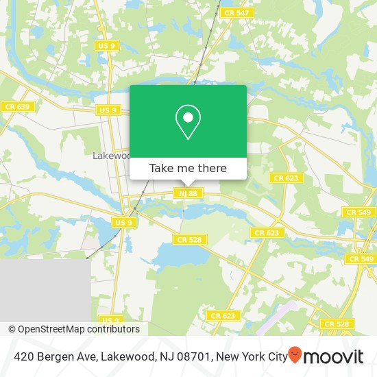 Mapa de 420 Bergen Ave, Lakewood, NJ 08701