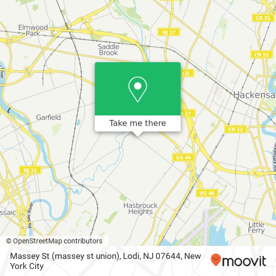 Mapa de Massey St (massey st union), Lodi, NJ 07644