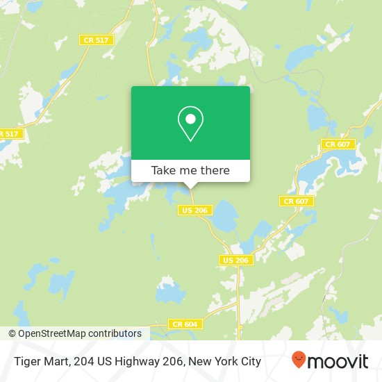 Mapa de Tiger Mart, 204 US Highway 206