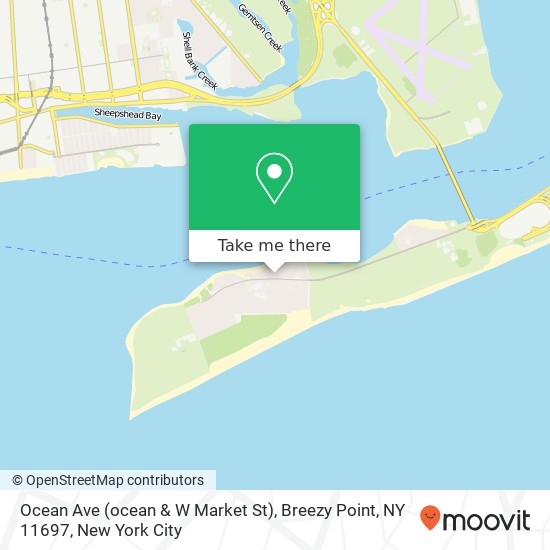 Mapa de Ocean Ave (ocean & W Market St), Breezy Point, NY 11697