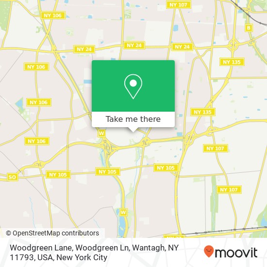 Mapa de Woodgreen Lane, Woodgreen Ln, Wantagh, NY 11793, USA