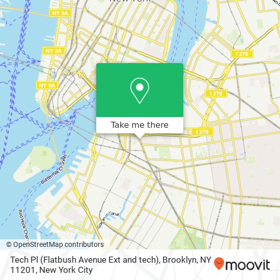 Mapa de Tech Pl (Flatbush Avenue Ext and tech), Brooklyn, NY 11201