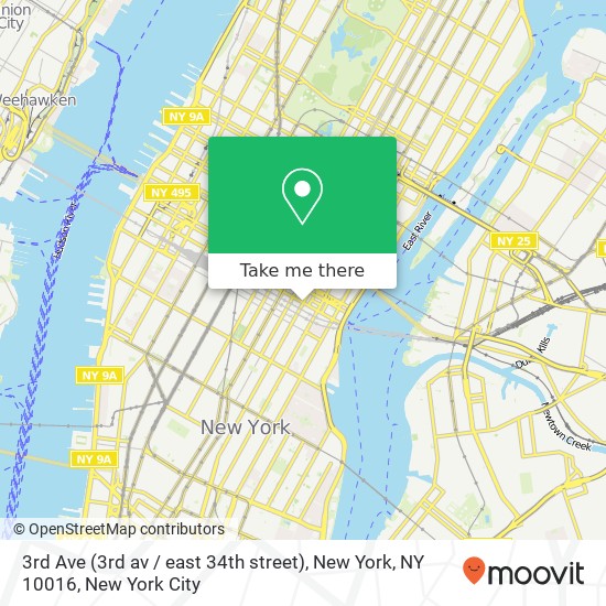 Mapa de 3rd Ave (3rd av / east 34th street), New York, NY 10016