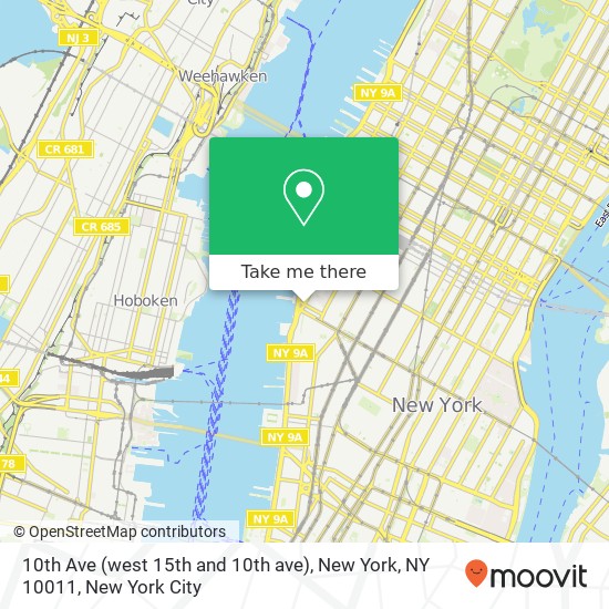 Mapa de 10th Ave (west 15th and 10th ave), New York, NY 10011