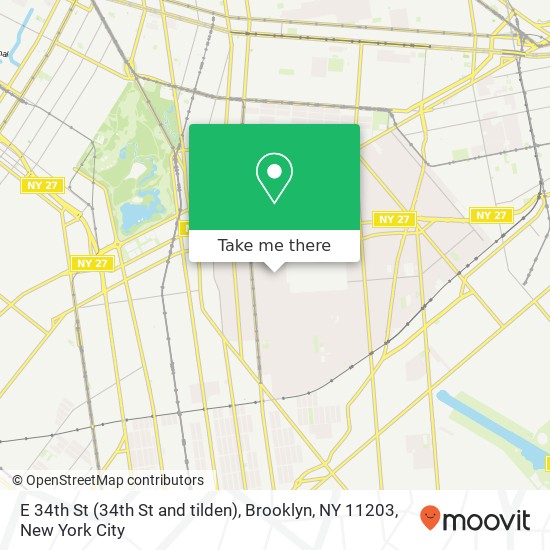 Mapa de E 34th St (34th St and tilden), Brooklyn, NY 11203