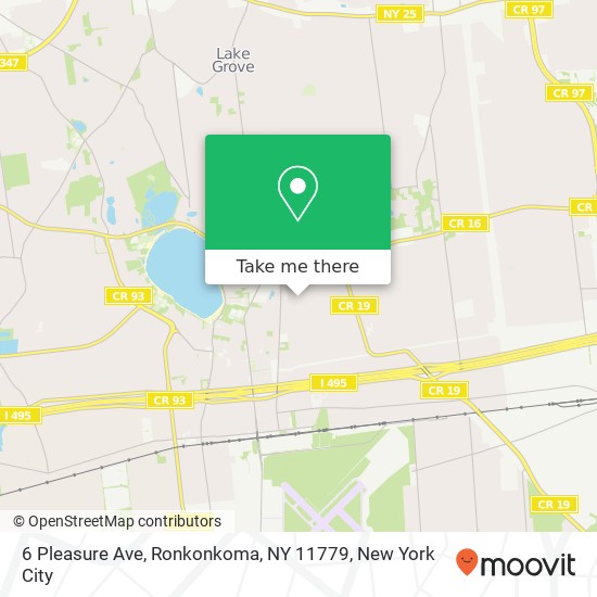 Mapa de 6 Pleasure Ave, Ronkonkoma, NY 11779