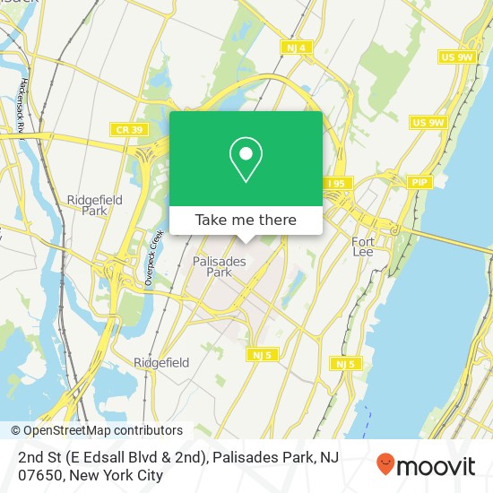Mapa de 2nd St (E Edsall Blvd & 2nd), Palisades Park, NJ 07650