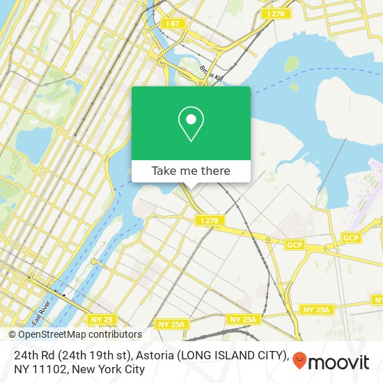 Mapa de 24th Rd (24th 19th st), Astoria (LONG ISLAND CITY), NY 11102