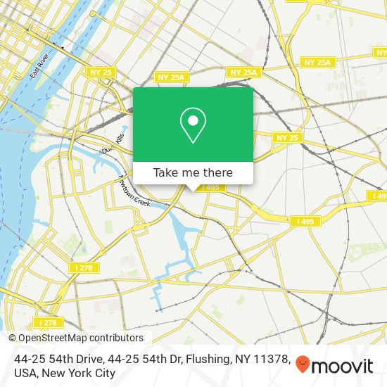 44-25 54th Drive, 44-25 54th Dr, Flushing, NY 11378, USA map
