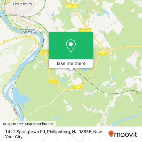 Mapa de 1421 Springtown Rd, Phillipsburg, NJ 08865