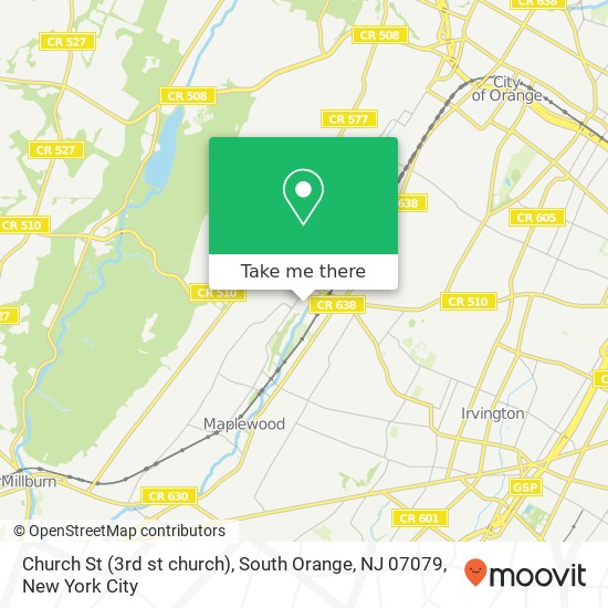 Mapa de Church St (3rd st church), South Orange, NJ 07079