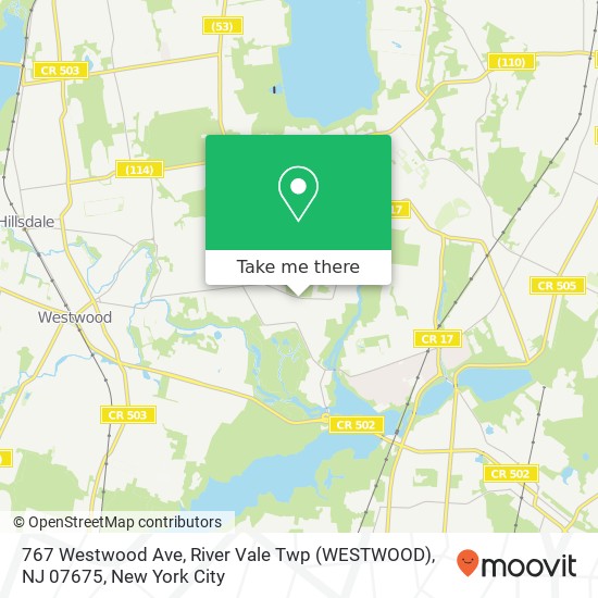 Mapa de 767 Westwood Ave, River Vale Twp (WESTWOOD), NJ 07675