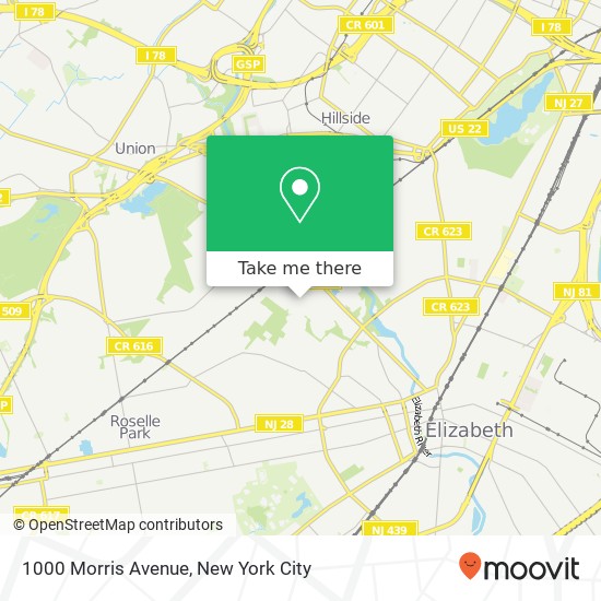 1000 Morris Avenue, 1000 Morris Ave, Union, NJ 07083, USA map