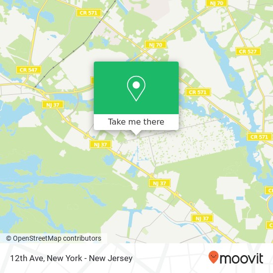 Mapa de 12th Ave, Toms River (Manchester Twp), NJ 08757
