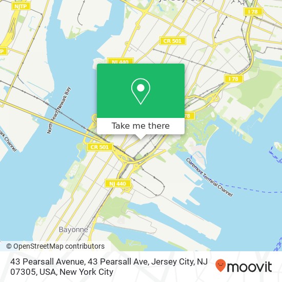 Mapa de 43 Pearsall Avenue, 43 Pearsall Ave, Jersey City, NJ 07305, USA