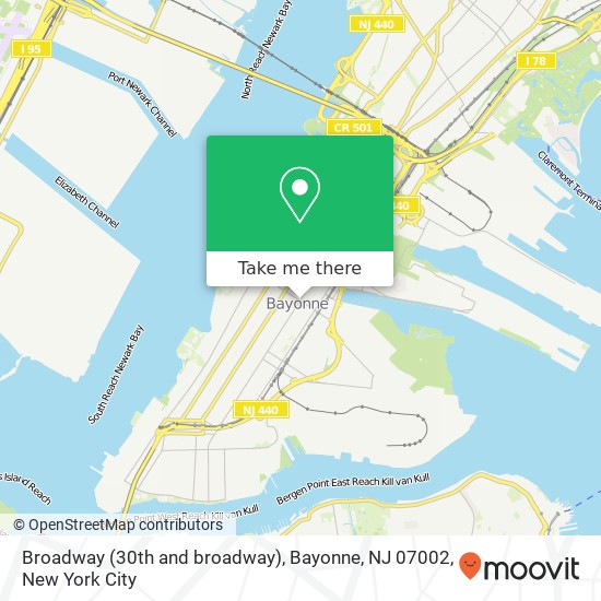 Mapa de Broadway (30th and broadway), Bayonne, NJ 07002