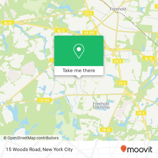 Mapa de 15 Woods Road, 15 Woods Rd, Freehold, NJ 07728, USA