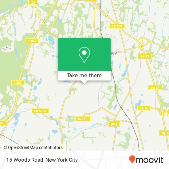 Mapa de 15 Woods Road, 15 Woods Rd, Ramsey, NJ 07446, USA