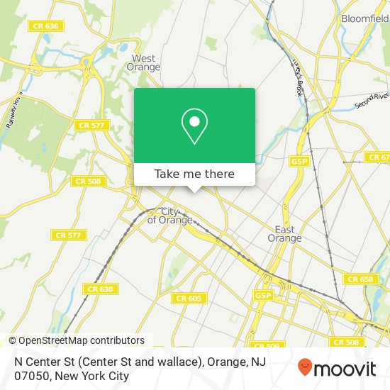 Mapa de N Center St (Center St and wallace), Orange, NJ 07050