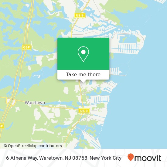 Mapa de 6 Athena Way, Waretown, NJ 08758