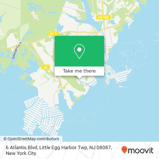 Mapa de 6 Atlantis Blvd, Little Egg Harbor Twp, NJ 08087