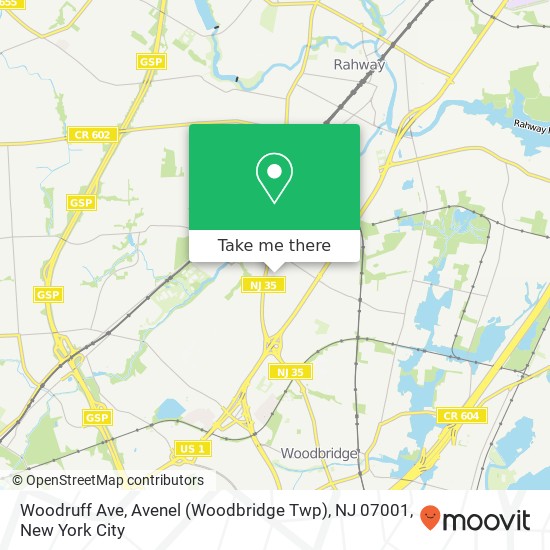 Mapa de Woodruff Ave, Avenel (Woodbridge Twp), NJ 07001
