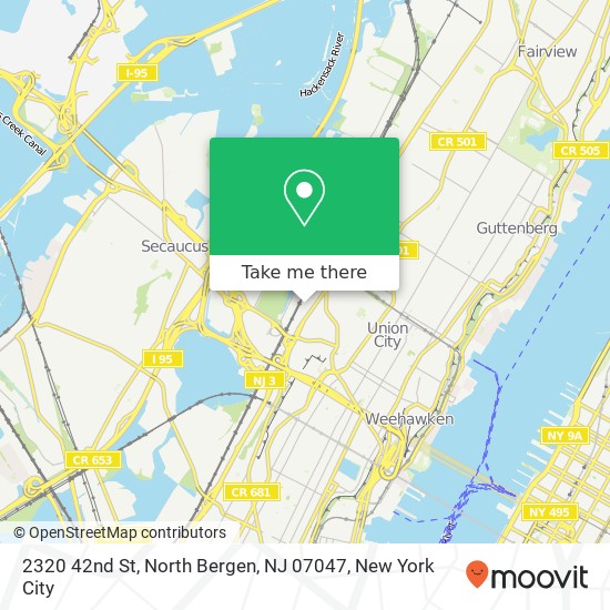 Mapa de 2320 42nd St, North Bergen, NJ 07047