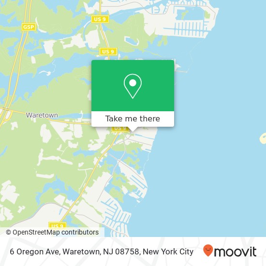 Mapa de 6 Oregon Ave, Waretown, NJ 08758