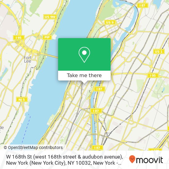 Mapa de W 168th St (west 168th street & audubon avenue), New York (New York City), NY 10032