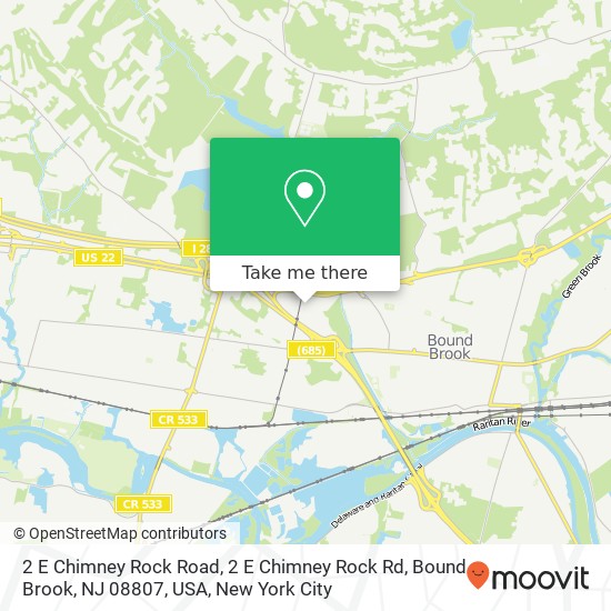 Mapa de 2 E Chimney Rock Road, 2 E Chimney Rock Rd, Bound Brook, NJ 08807, USA