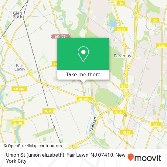 Mapa de Union St (union elizabeth), Fair Lawn, NJ 07410