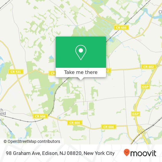 Mapa de 98 Graham Ave, Edison, NJ 08820