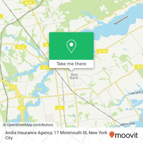Mapa de Andia Insurance Agency, 17 Monmouth St