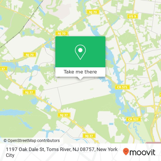 Mapa de 1197 Oak Dale St, Toms River, NJ 08757