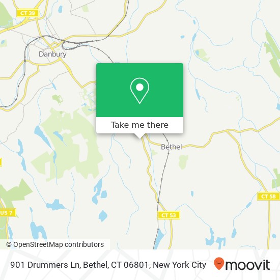 Mapa de 901 Drummers Ln, Bethel, CT 06801
