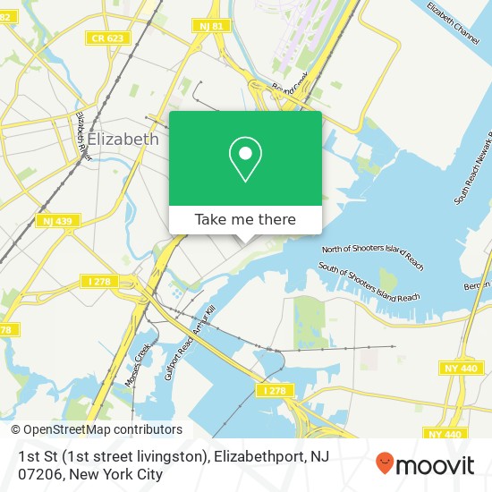 Mapa de 1st St (1st street livingston), Elizabethport, NJ 07206