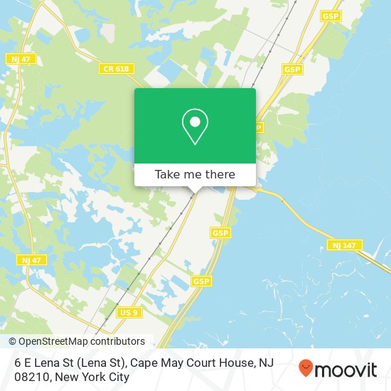 Mapa de 6 E Lena St (Lena St), Cape May Court House, NJ 08210