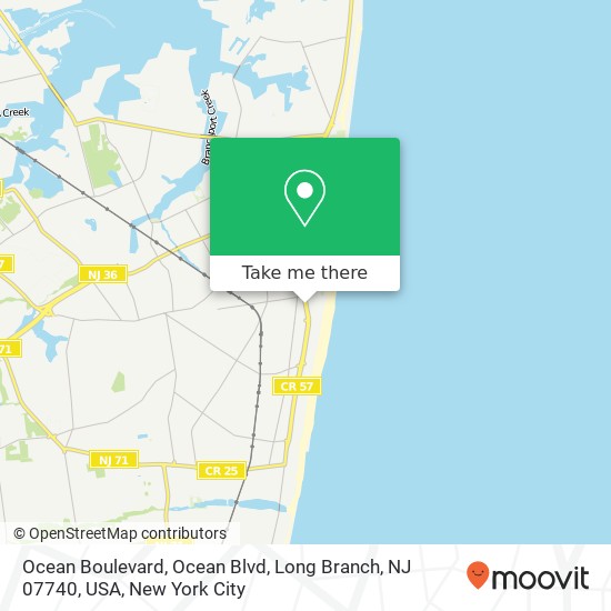 Mapa de Ocean Boulevard, Ocean Blvd, Long Branch, NJ 07740, USA