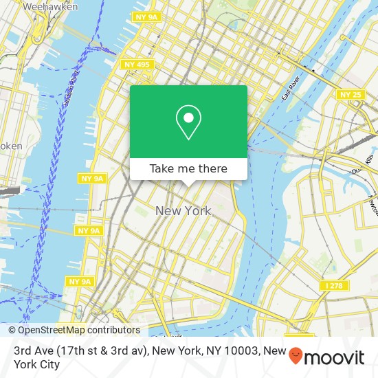 3rd Ave (17th st & 3rd av), New York, NY 10003 map