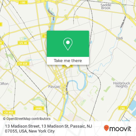 Mapa de 13 Madison Street, 13 Madison St, Passaic, NJ 07055, USA