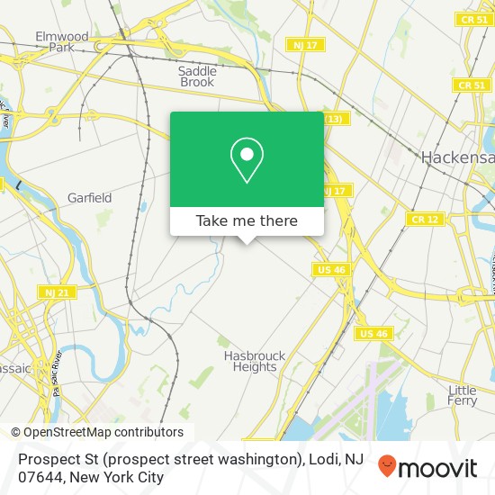 Mapa de Prospect St (prospect street washington), Lodi, NJ 07644