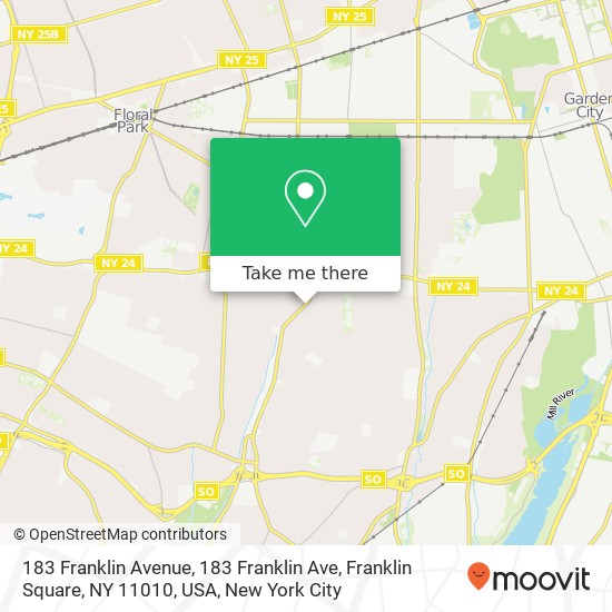 Mapa de 183 Franklin Avenue, 183 Franklin Ave, Franklin Square, NY 11010, USA