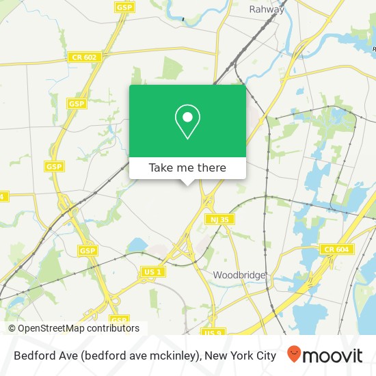 Mapa de Bedford Ave (bedford ave mckinley), Iselin (Woodbridge Twp), NJ 08830