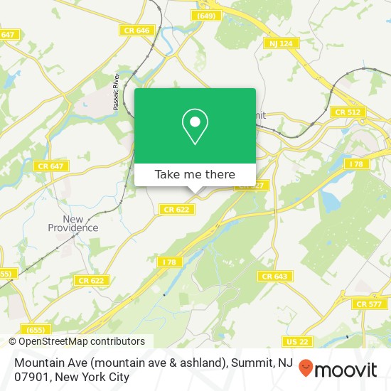 Mapa de Mountain Ave (mountain ave & ashland), Summit, NJ 07901