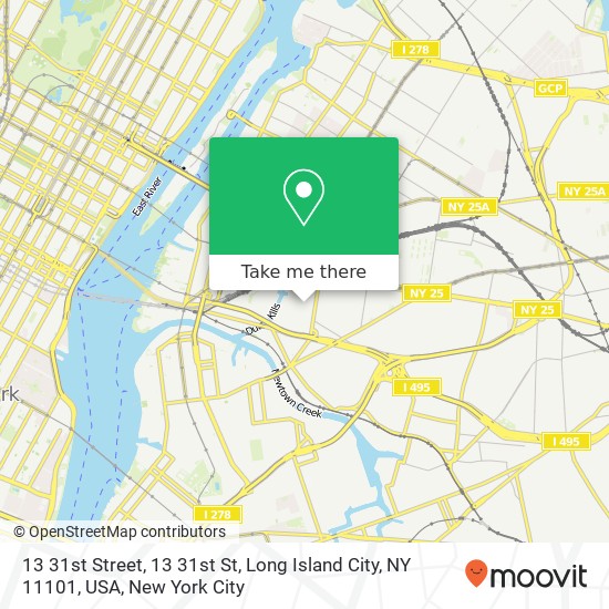 Mapa de 13 31st Street, 13 31st St, Long Island City, NY 11101, USA