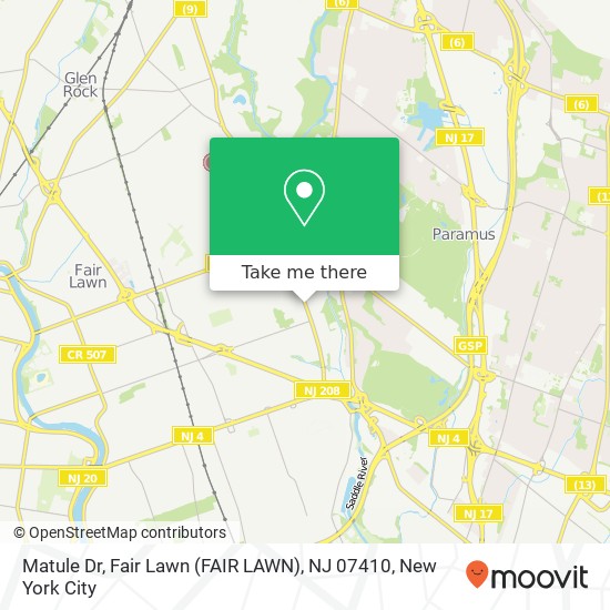 Matule Dr, Fair Lawn (FAIR LAWN), NJ 07410 map