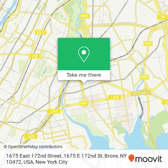 1675 East 172nd Street, 1675 E 172nd St, Bronx, NY 10472, USA map