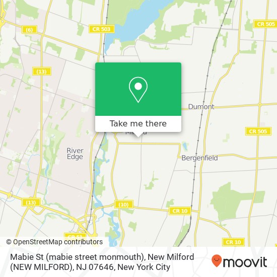 Mapa de Mabie St (mabie street monmouth), New Milford (NEW MILFORD), NJ 07646