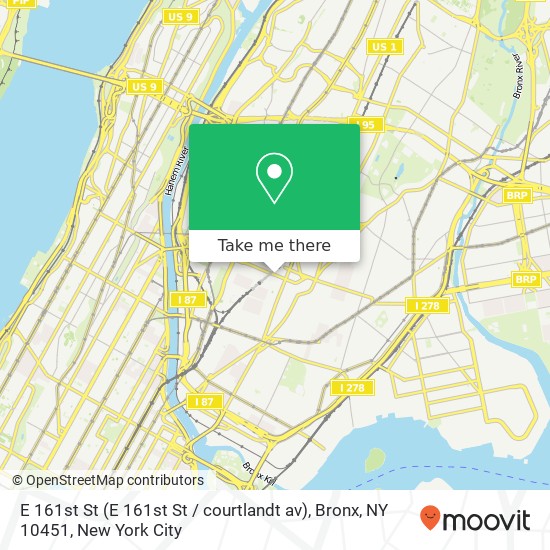 Mapa de E 161st St (E 161st St / courtlandt av), Bronx, NY 10451