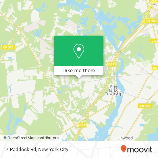 Mapa de 7 Paddock Rd, Egg Harbor Twp, NJ 08234